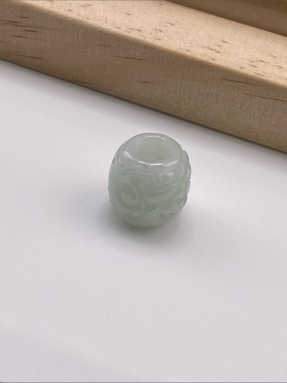 Carved Pale Green Jade Bead Jewelry Accent